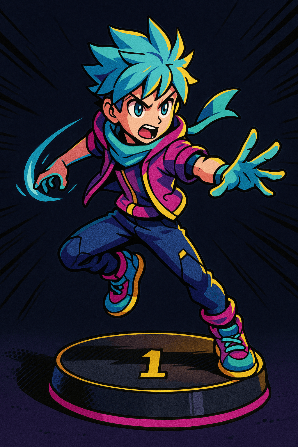 Hand-painted resin display figure of an original NexusWave character on a stand